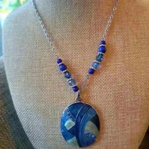 Costume necklace  in blue tones